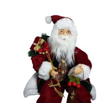 Papai Noel Sentado Veludo Bordo 60cm