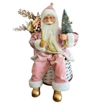 Papai noel sentado - veludo rosa Papai noel sentado - veludo rosa