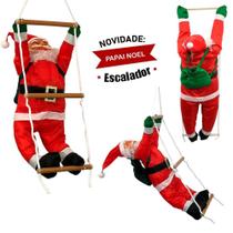 Papai Noel Subindo Escada Escalador De Chaminé Grande 90Cm