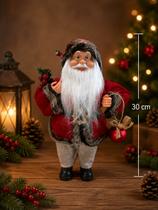 Papai Noel Tradicional Natal em Pé Roupa Vermelho e Verde 30cm Florarte modealo:A733 Papai Noel Tradicional Natal em Pé Roupa Vermelho e Verde 30cm Florarte modealo:A733