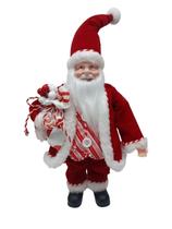 Papai Noel Vermelho De Tecido Com Saco De Presentes 30Cm