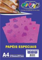 Papéis Especiais Glitters Dec A4 210x297mm Rosa Coraçao 10F