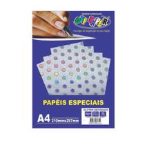 PAPEIS ESPECIAIS - PAPEL GLITTER DECORADO PRATA COM BOLINHAS OFFPAPER 150grs - Off Paper