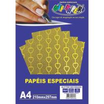 Papel A4 150g 10fls Glitter Ouro Coração Off Paper Papel A4 150g 10fls Glitter Ouro Coração Off Paper