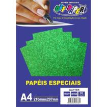 Papel A4 180g 5fls Glitter Verde Off Paper