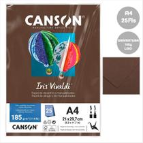 Papel A4 185g Canson iris vivaldi chocolate com 25 folhas
