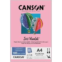 Papel A4 185g Canson iris vivaldi rosa claro com 25 folhas