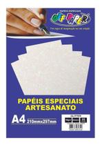 Papel A4 Artesanato Especiais Glitter Branco 180g/m 5 Folhas - Off Paper