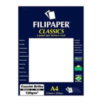 Papel A4 Couchê Brilho 120G Com 30Fls Branco Filipaper