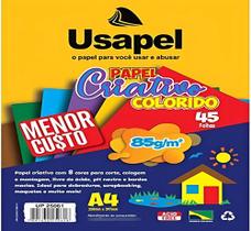Papel A4 Criativo 8 Cores (85g/m²) 45 Folhas Usapel