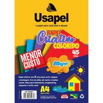 Papel A4 Criativo 8 Cores (85g/m²) 45 Folhas Usapel
