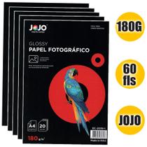 Papel A4 Fotográfico 180g JoJo Auto Brilho - 60 Folhas