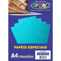 Papel A4 Glitter AZUL Neon 180G. - Off Paper