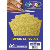 Papel A4 Glitter Ouro 180G. - Off Paper