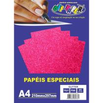Papel A4 Glitter Pink 180g - Off Paper