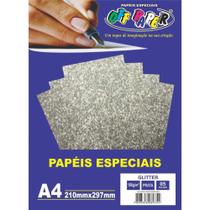 Papel a4 glitter prata 180g - Off paper