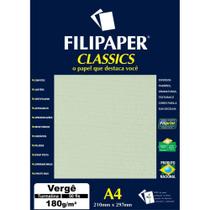 Papel A4 Vergê Turmalina Verde 180G CX com 50 - Filiperson