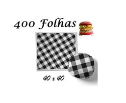 Papel Acoplado Lanches 40 x 40 Preto Quadriculado com Película 400 folhas