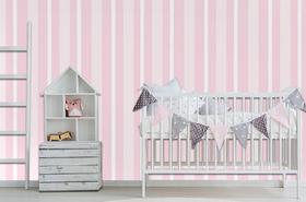 Papel Adesivo Contact De Parede Infantil Listrado Rosa 45 Cm X 5 Mts