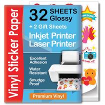 Papel adesivo de vinil imprimível Agodeo Glossy Waterproof 32 folhas Papel adesivo de vinil imprimível Agodeo Glossy Waterproof 32 folhas