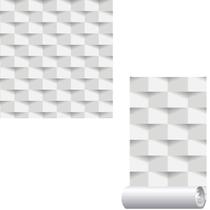 Papel Adesivo Decorativo Gesso Abstrato 3D Geométrico 25m