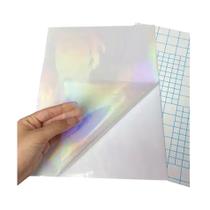 Papel Adesivo Holográfico Vinil Clear Transparente A4 50Fls Papel Adesivo Holográfico Vinil Clear Transparente A4 50Fls