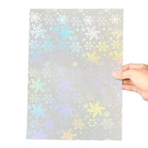 Papel Adesivo Holográfico Vinil Flocos de Neve Snow A4 50Fls