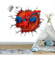 Papel Adesivo Infantil Homem Aranha Buraco Saindo Parede 3D