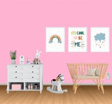 Papel Adesivo Lavável Rosa Liso Acetinado Resistente Revestimento de Móveis Parede