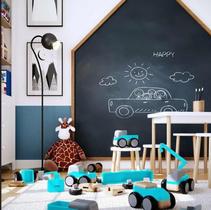 Papel Adesivo Lousa Quadro Negro Escrita Com Giz Comum Escrever Desenhar Pintar Deixar Recado + Giz
