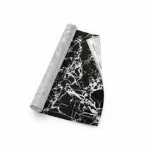 Papel Adesivo Mármore Branco e Preto 45cmx5m Decoração Moderna
