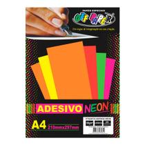 Papel Adesivo Neon Laranja A4 20 Folhas - Off Paper