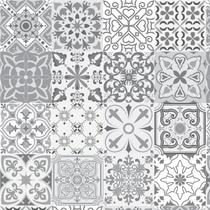 Papel Adesivo Parede Lavável Azulejo Português Cinza Claro