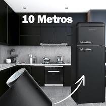 Papel Adesivo Tipo Contact Preto Fosco Lavável com 10 Metros