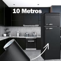 Papel Adesivo Tipo Contact Preto Fosco Lavável com 10 Metros