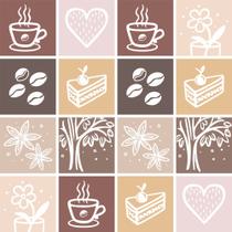 Papel Adesivo Vinil Xícaras de Café em formas Geométricas - Fosco