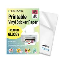 Papel Adesivo Vinílico Brilhante Tamanho A4 20 Folhas Impressão a Jato De Tinta Autoadesivo