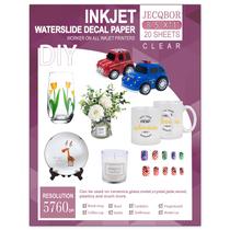 Papel adesivo Waterslide Jecqbor INKJET Clear 20 folhas A4