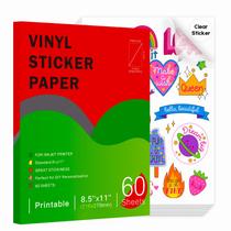 Papel Adhesivo de Vinilo Transparente Ruibytree para Inkjet 8.5x11 pulgadas, 60 hojas