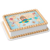 Papel arroz comestível para bolo aniversário festa comemoração chá de bebê ursinho aviador avião mapa colorido Papel arroz comestível para bolo aniversário festa comemoração chá de bebê ursinho aviador avião mapa colorido