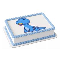 Papel arroz comestível para bolo festa comemoração feliz aniversário chá de bebê dinossauro baby azul com fralda e chup - Catias Cakes