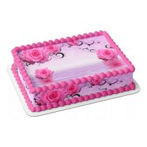 Papel arroz e faixa comestível para bolo festa aniversário surpresa comemoração floral flores estampa flores cor de rosa
