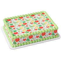 Papel arroz e faixa lateral comestível para bolo festa aniversário comemoração surpresa tema vegetais