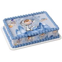 Papel arroz e faixa para bolo astronauta baby chá de bebê azul menino Papel arroz e faixa para bolo astronauta baby chá de bebê azul menino