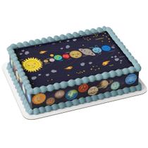 Papel arroz e faixa para bolo espaço planetas sistema solar universo