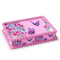 Papel arroz e faixa para bolo festa aniversário comemoração surpresa borboletas cor de rosa
