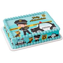 Papel arroz e faixa para bolo festa aniversário policia policial guarda