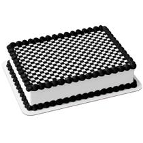 Papel arroz e faixa para bolo festa aniversário surpresa comemoração xadrez preto e branco