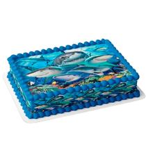 Papel arroz e faixa para bolo festa comemoração surpresa aniversário fundo do mar tubarão