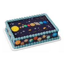 Papel arroz e faixa para bolo festa comemoração surpresa aniversário sistema solar baby